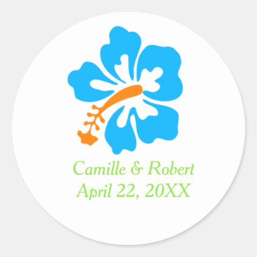 Tropische hibiscus - Weddenrondjes Ronde Sticker (Voorkant)