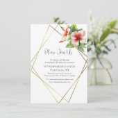 Tropische hibiscus Wedding Informatiekaartje (Staand voorkant)