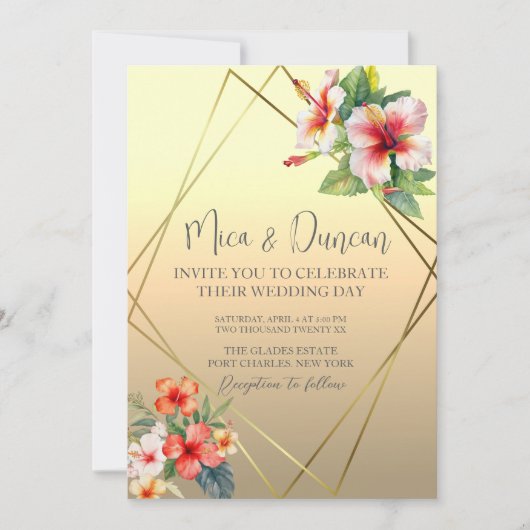 Tropische hibiscus Wedding Kaart (Voorkant)