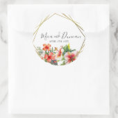 Tropische hibiscus Wedding Ronde Sticker (Tas)