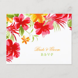 Tropische Hibiscus Wedding RSVP-kaart RSVP Kaartje