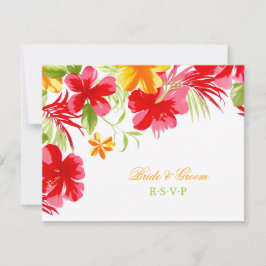 Tropische Hibiscus Wedding RSVP-kaart RSVP Kaartje