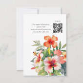 Tropische hibiscus Wedding RSVP Kaartje (Achterkant)