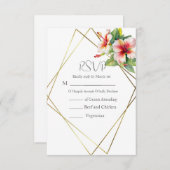 Tropische hibiscus Wedding RSVP Kaartje (Voorkant / Achterkant)