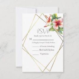 Tropische hibiscus Wedding RSVP Kaartje