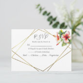 Tropische hibiscus Wedding RSVP Kaartje (Staand voorkant)