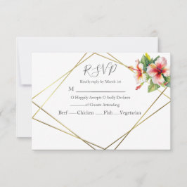 Tropische hibiscus Wedding RSVP Kaartje