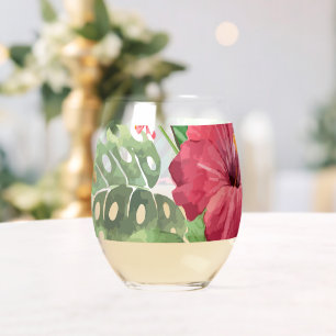 Tropische Hibiscus Wijnglas Zonder Voet