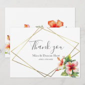 Tropische Hibiscus Wilde Bloem Bruiloft Bedankt (Voorkant / Achterkant)