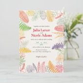 Tropische Hibiscus Wilde Bos Botanische Bruiloft Kaart (Staand voorkant)