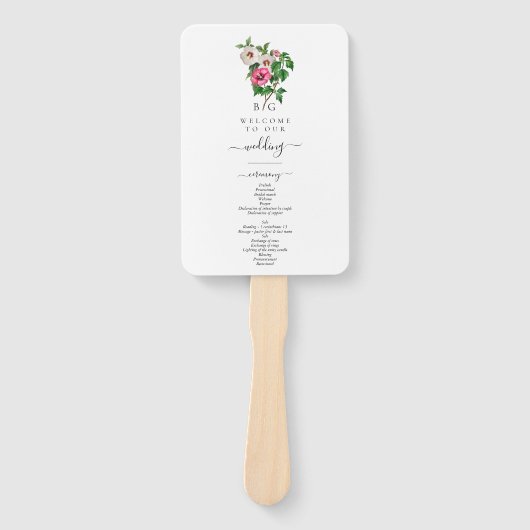 Tropische Hibiscus zomer bruiloft programma Handwaaier (Voorkant)