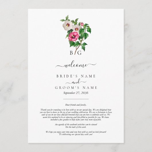 Tropische Hibiscus Zomer Bruiloft Route Programmakaart (Voorkant)