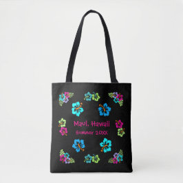Tropische Hibiscus Zwart - Boodschappentas Tote Bag