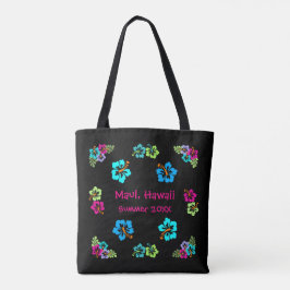 Tropische Hibiscus Zwart - Boodschappentas Tote Bag