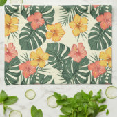 tropische hibiscustuin theedoek (Gevouwen)