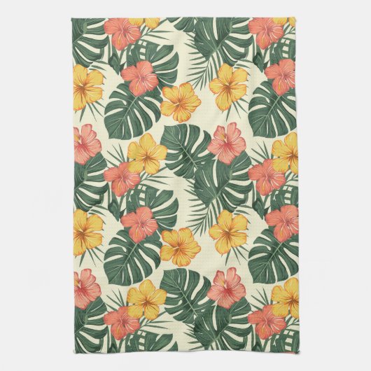 tropische hibiscustuin theedoek (Verticaal)