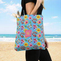 Tropische Hibuscus Flip Flops Loofwerk Roze Monogr