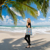 Tropische Hibuscus Teenslippers Blauw Monogram Tote Bag