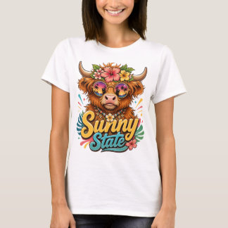 Tropische Highland Koe Zonnige Staat Grafisch T-shirt