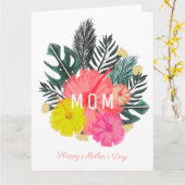 Tropische Hisbiscus Flowers Moederdag Kaart (Gele Bloem)