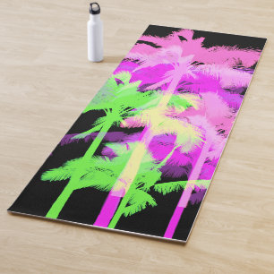 Tropische hitte omkeerbare Neon Hawaiian palmbomen Yogamat