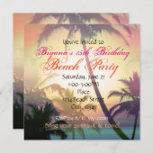 Tropische hitte palmbomen strandfeest uitnodiging (Voorkant / Achterkant)