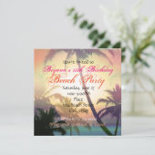 Tropische hitte palmbomen strandfeest uitnodiging (Staand voorkant)