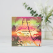 Tropische Hitte Palmboom Strandfeest Uitnodiging (Staand voorkant)