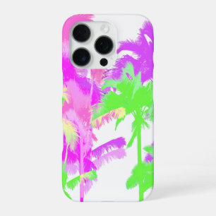 Tropische hittegolf Neon Hawaiaanse palmbomen Wit iPhone 16 Pro Hoesje