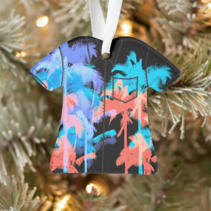 Tropische hittegolf Neon Hawaiian Palm Aloha Shirt Ornament