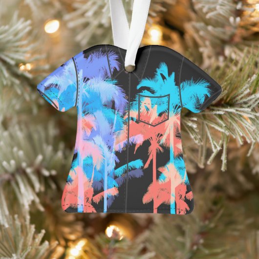 Tropische hittegolf Neon Hawaiian Palm Aloha Shirt Ornament (Boom)