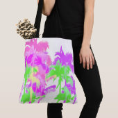 Tropische hittegolf Neon Hawaiian Palm Beach Tote Bag (Dichtbij)