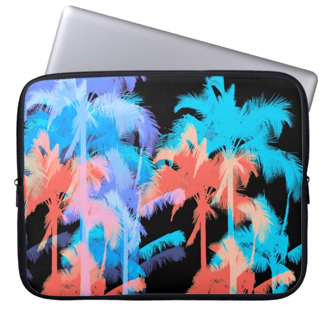 Tropische hittegolf Neon Hawaiian Palm Trees Laptop Sleeve (Voorkant)
