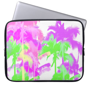 Tropische hittegolf Neon Hawaiian Palm Trees Laptop Sleeve
