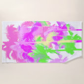 Tropische hittegolf Neon Hawaiian Palm Trees - Wit Strandlaken (Voorkant)