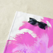 Tropische hittegolf Neon Hawaiian Palm Trees - Wit Strandlaken (In situ)