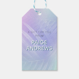 Tropische holografische bladeren cadeaulabel