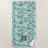 Tropische hond van Cute Tropical Pattern | Monogra Strandlaken (Voorkant)