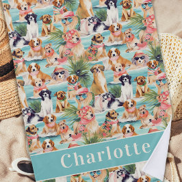 Tropische Honden Kleurrijke Zomer Gepersonaliseerd Strandlaken