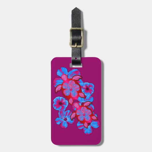 Tropische honingschildpadden en Hibiscus Flowers Bagagelabel (Voorkant verticaal)