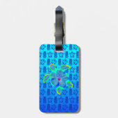 Tropische Honu Turtle en Hibiscus Bagagelabel (Achterkant verticaal)