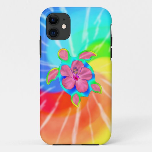 Tropische Honu Turtle en Hibiscus Case-Mate iPhone Case (Achterkant)