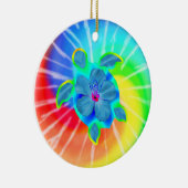Tropische Honu Turtle en Hibiscus Keramisch Ornament (Rechts)