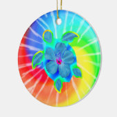 Tropische Honu Turtle en Hibiscus Keramisch Ornament (Links)