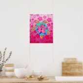 Tropische Honu Turtle en Hibiscus Poster (Keuken)