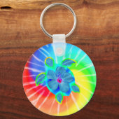Tropische Honu Turtle en Hibiscus Sleutelhanger (Voorkant)