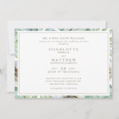 Tropische Horizontale Gouden Witte Huwelijksuitnod Kaart (Voorkant)