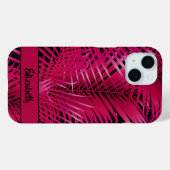 Tropische hotroze handpalm Fronds Persoonlijke naa Case-Mate iPhone Case (Achterkant (horizontaal))