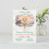 Tropische Hula Blond Meisje Verjaardagsfeestje Kaart (Staand voorkant)