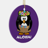Tropische Hula Hawaiian Penguin Keramisch Ornament (Rechts)